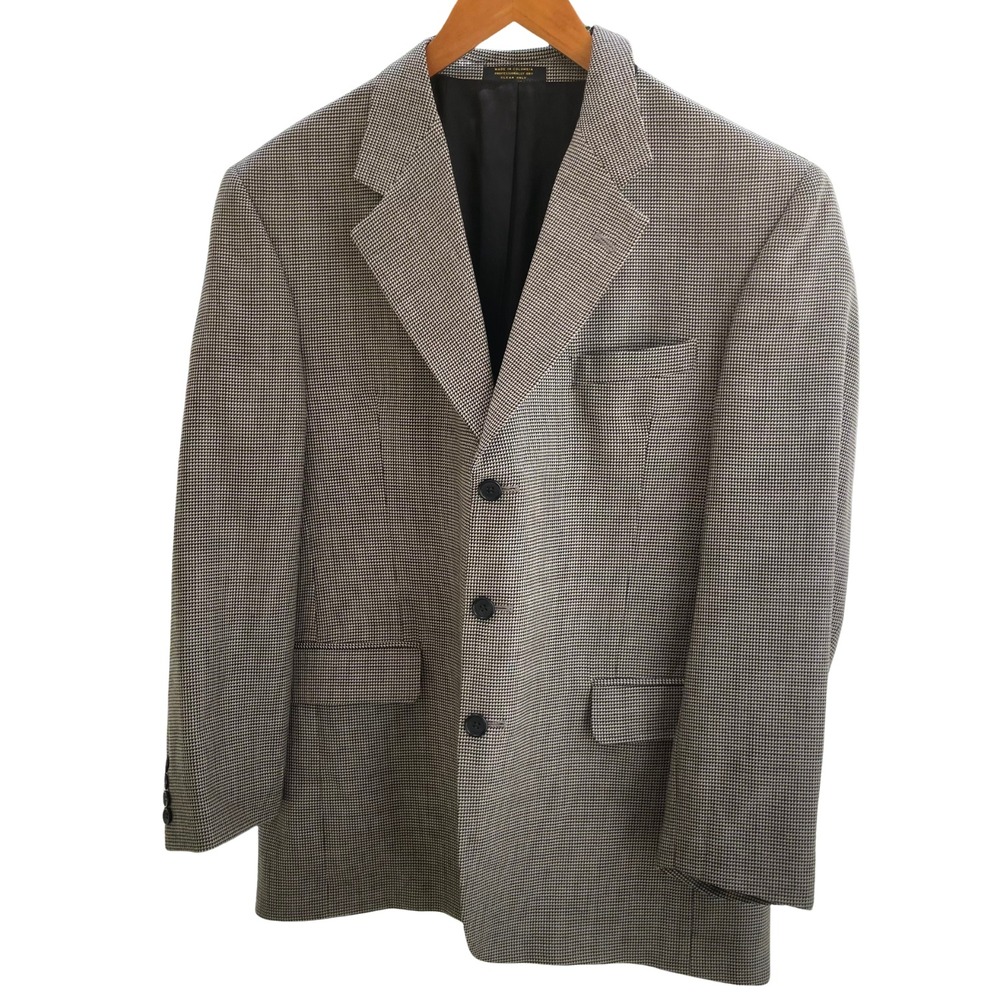 VTG Gianfranco Ruffini Italy Mens 42R Wool Houndstooth Slouchy Blazer Sport Coat